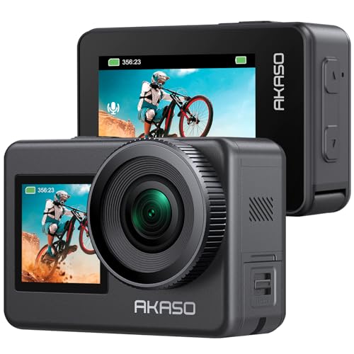 AKASO Brave7 アクションカメラ4K60fps 20MP IPX8本機防水10M 水中カメラ 6軸手ぶれ補正 音声制御機能 外部マイク対応 アクションカム スポーツ 縦向き撮影 リモコン付き (アップグレード版)