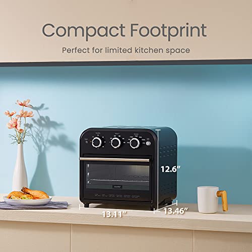 Image of COMFEE' Retro Air Fryer Toaster Oven, 7-in-1, 1250W, 14QT Capacity, 4 Slice, Fry, Bake, Broil, Toast, Warm, Convection Black, Perfect for Countertop (CO-A101A(BK))