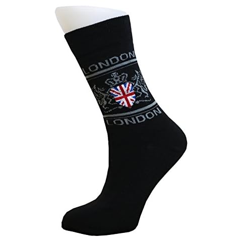 Number1Gifts Men's Calf London Union Jack British Flag Dragon Patriotic Socks, Novelty Fun Gift Socks Cotton Rich PACK 1 Cover