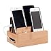 Relaxdays 10022191 Station de Charge Bambou, Support Téléphone 6 Appareils, Boîte de Rangement Câbles en Bois, 9x17x13cm, Nature, Naturel, Standard