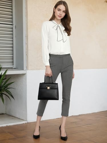 Allegra K Women's Work Blouse Tie Neck Long Sleeve Shirts Button Down Elegant Office Business Top 20253