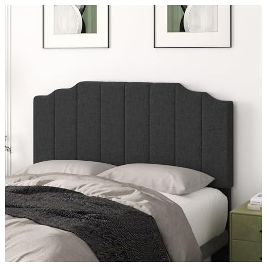 Befurtori Queen Size Headboard Only, Linen Wall Mounted Headboard Queen/Full Size for Adjustable Bed, Modern Vertical Channel Design with Curved Tufted Upholstered Head Board, Dark Gray