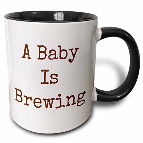 3dRose Image of A Baby Is Brewing Quote 11oz Two-Tone Black Mug