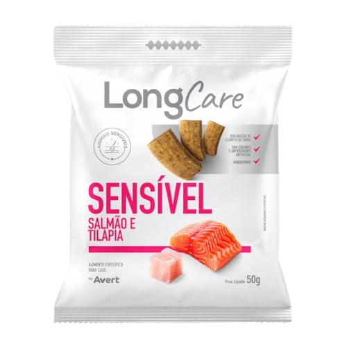 Petisco Natural Para Cães LongCare Sensível Salmão e Tilápia Avert 50g