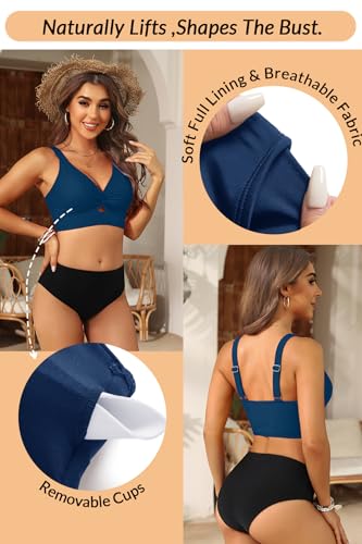 Image of Women's Bikini Top - Supportive Swimsuit for Large Bust - 2025 Cut Out Twist Swim Top