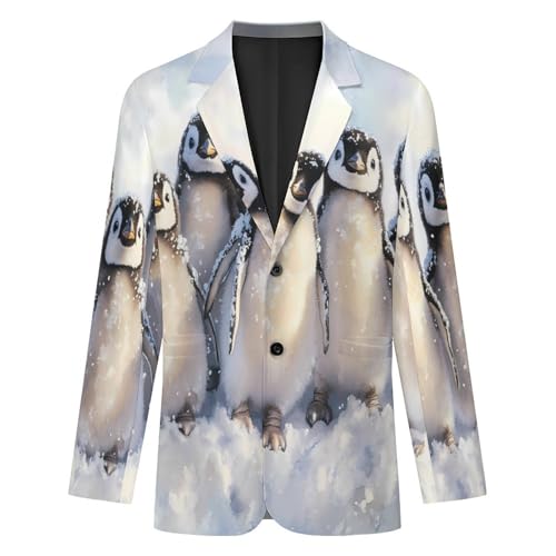 Cute Penguins Men's Slim Suit Long-Sleeve Prom Tuxedo Classic Two Button Business Jacket4
