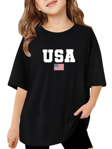 Image of ZDC Girls Short Sleeve T Shirts Kids Summer Oversized Tops Trendy Crewneck Basic Tees 5-14 Years
