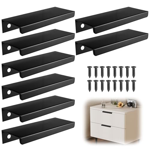8 Piezas Tiradores Cocina Negro 80 mm, Tiradores Muebles de Cocina en Aleación de Aluminio Equipado con Orificios Pretaladrados y Tornillos para Armarios de Cocina, Armarios, Mesitas de Noche, Baños
