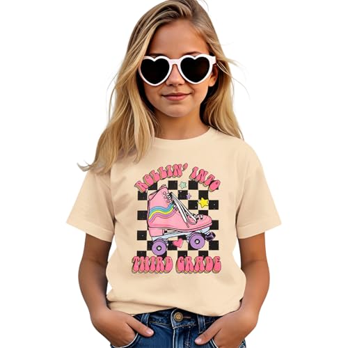 Image of SOFEON First Day of School Shirt for Girls Rollin' Into 1st /2nd /3rd Grade T-Shirt Back to School Skating Graphic Tees Tops