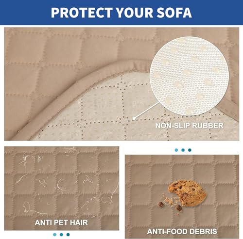 XINEAG Quilted Sofa Covers 1 Seater, Water Resistant Chair Covers for Dogs Pets Non Slip Sofa Slipcovers with Pockets - Image 4