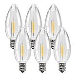 612 Vermont Shatterproof LED Window Candle Replacement Bulbs, Warm White 2700K, C26 Bulb, E12 Candelabra Base (Pack of 6)