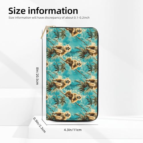 Leather Thin Slim Wallets for Women Men - Fashion Tropical Cute Monkey Print Card Wallet Holder with Zipper2