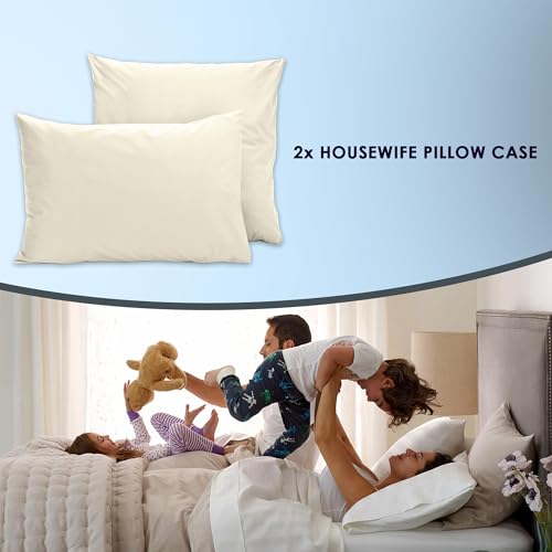 Pizuna Luxurious Cotton Housewife Pillowcases 2 Pack Ivory 48x74cm - Image 4