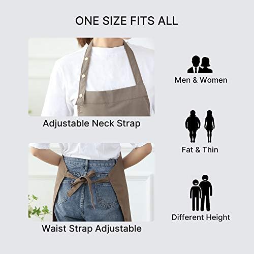 Tablier De Cuisine étanche En Toile Avec Poches Larges - Taille Réglable, Facile à Nettoyer - Pour Homme Et Femme, Barbecue, Bricolage