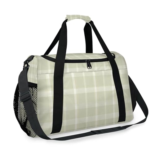 Plaid Green White Travel Duffel Bag Weekender Overnight Bags for Women Men Foldable Waterproof Tote Bag with Trolley Sleeve2