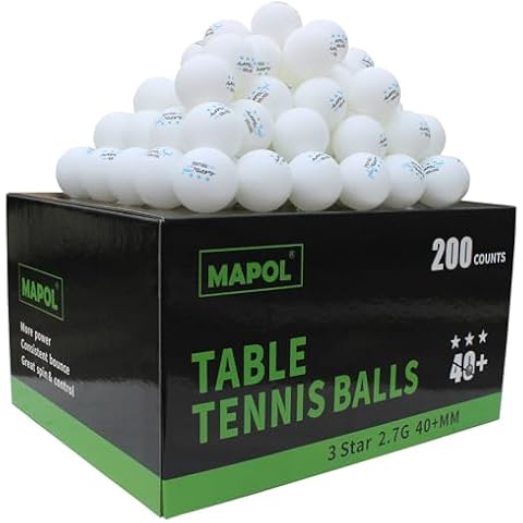 MAPOL 200 Count Table Tennis Balls, 3 Star Advanced Training Ball, Bulk Ping Pong Balls for Indoor & Outdoor Sports (White) Cover