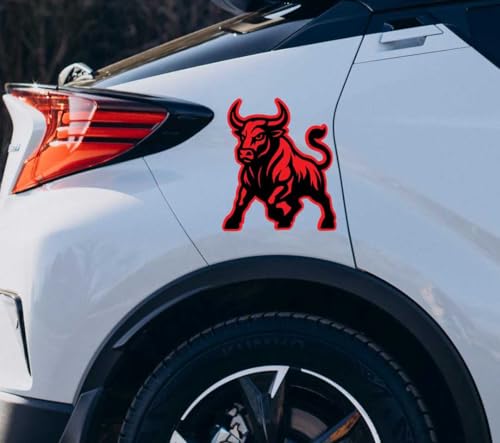 Image of Front-Facing Bull Sticker, Premium, Die-Cut, Glossy Finish, Waterproof, for Cars, Bikes, Laptops, Water Bottles