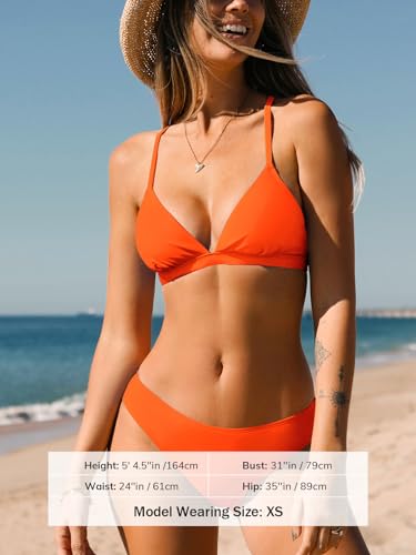 Image of CUPSHE Bikini Set for Women Two Piece Swimsuits V Neck Low Rise Crisscross Back Self Tie Spaghetti Straps