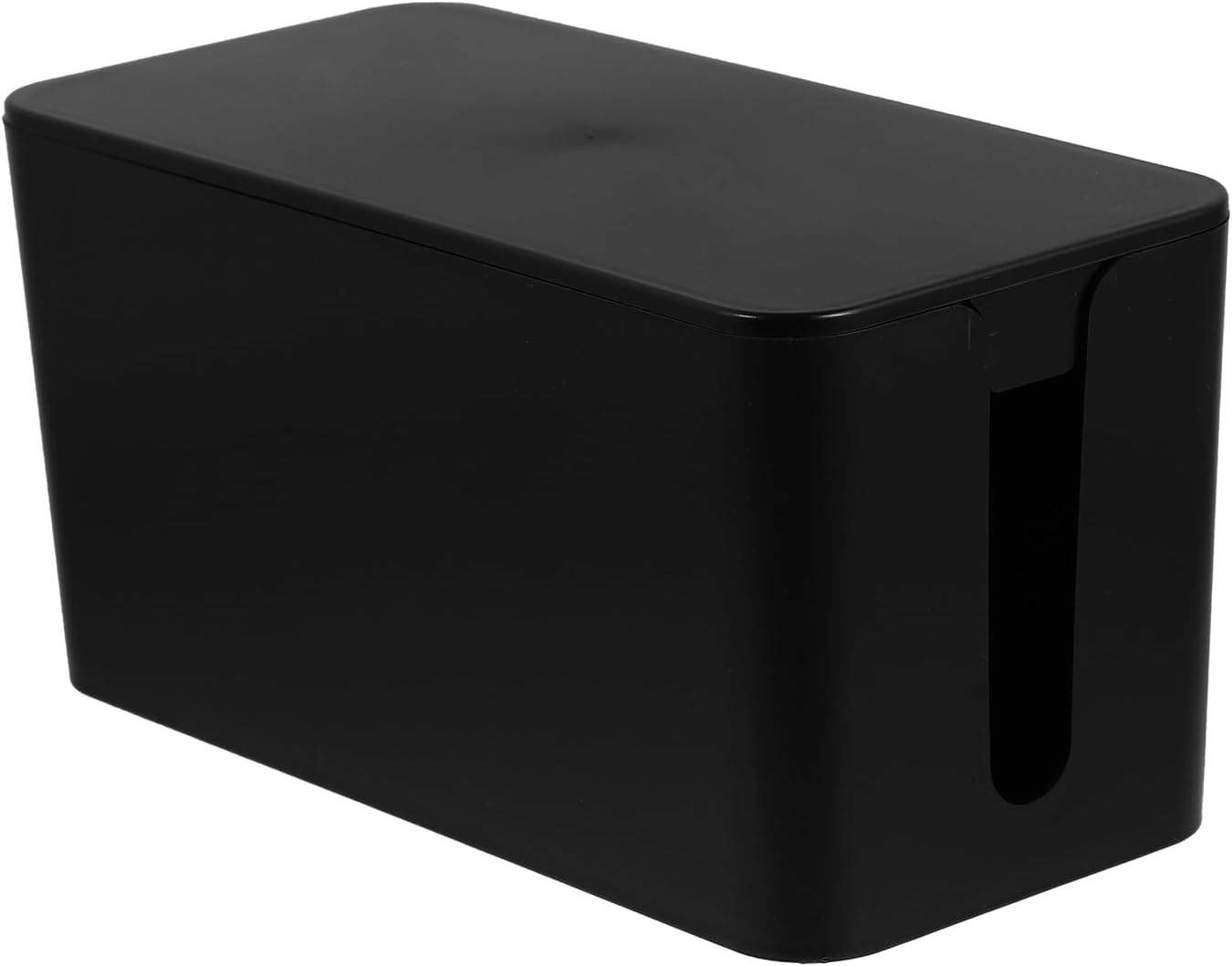 Cord Box Cable Management Box Plastic Organizer Storage with Lid Easy to Operate Thick Plastic Material Black for Home Storage and Office