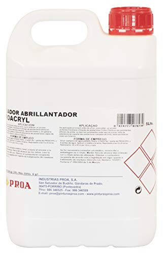 FIJADOR ABRILLANTADOR ACRILICO PROACRYL. Incoloro. 5 L. Imprimación fijador al agua para pinturas plásticas. Dilución 6 de agua a 1 de producto.