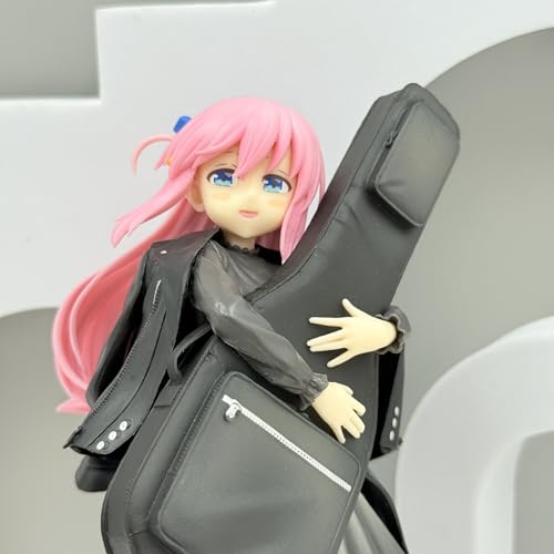 Image of Hitori Gotoh Bocchi The Rock Standing Guitar Bag Pose Anime Action Figure | 19cm Bocchi Figurine with School Outfit & Guitar Case for Table, Desk & Shelf Decor | Gift for Anime Fans