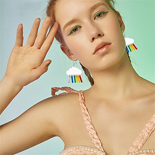 ONLYJUMP Cute Clouds Lightning Bolt Earrings for Women Creative Acrylic Transparent Earrings Lovely Clouds Rainbow Lightning Raindrop Earrings Cartoon Sweet Funny Earrings4