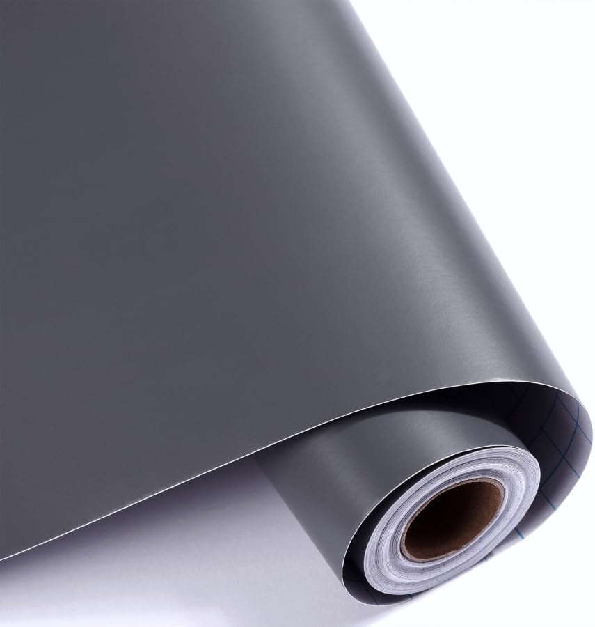 SUNBIRD Vinyl Self Adhesive Decorative Stickers Waterproof Matte Wall Paper for Cabinets Furniture Countertops Peel and Stick Removable Glossy Wallpaper (12 x 48, Dark Grey Matte Wallpaper)