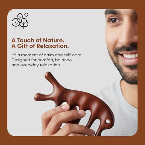 Image of RUBAB MEN Natural Wooden Full Body Massager & Relaxation Tool | 7-Node Acupressure, Eases Stress, Muscle Stiffness, Improves Blood Circulation, Handy Scalp, Neck & Back Massager