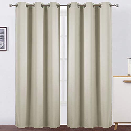 Image of LEMOMO Light Beige Thermal Blackout Curtains /42 x 95 Inch /Set of 2 Panels Room Darkening Curtains for Bedroom
