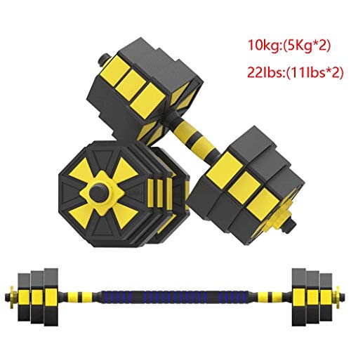 Alvis Mancuernas Ajustables 1 par de Mancuernas 2 en 1 Dumbells de elevación Ajustable Barra de Hogares Training Pesas Equipo de la Aptitud Pesas y Mancuernas (Color : Yellow, tamaño : 10 kg (Pair))
