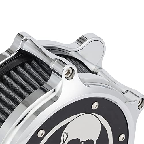 Motorcycle Air Cleaner Skull Style Air Filter Intake Kit Fit For Touring Road King Street Glide Trike 2008-16 Softail 2016-17 Dyna Fxdls 2017(Chromed) #TOP3