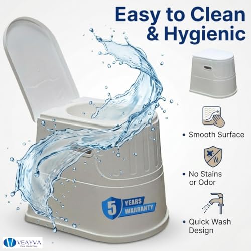 Image of Veayva Plastic Heavy Duty Portable Indian Toilet To Western Convertor Easygo Round Portable Commode | Toilet Stool | Toilet Commode For Patients | Portable Toilet Seat (White)