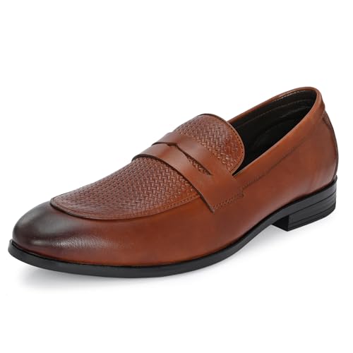 Image of Blue Leather by Centrino Genuine Leather Slip-On Men's Formal Shoe |Stylish with Soft Cushioned Insole |Trendy Non Lace-Up Design |Durable Leather with Anti-Skid Sole | Perfect for Formal Wear (3944)