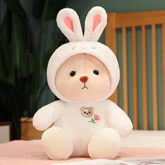 Image of SCOOBA Adorable Hoodie Teddy Soft Toy 30cm Dressed in Rabbit Style (Hoodie Teddy White)