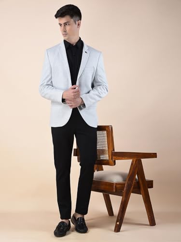 Image of Cantabil Blazer for Men | Premium Casual Blazer Slim Fit Notched Collar Terry Rayon Stretch Fabric Self Design Pattern (P MBZC00095)