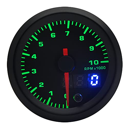 Levanlight Black 7 Color Led Display Elec 0-10000 Rpm Tachometer Tacho Gauge For Gas Powered Engines | 7 Adjustable Color Led | Dual Digital Analog Output Display | 2-1/16" 52Mm #TOP5