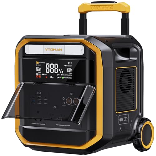 Image of VTOMAN FlashSpeed Pro 3600 Portable Power Station, 3096Wh LFP Battery Solar Generator with 400W Solar Panel, 2Hr Fast AC Charge, 25% Efficient, UPS Home Backup with Wheels, for Outdoor RV Emergency