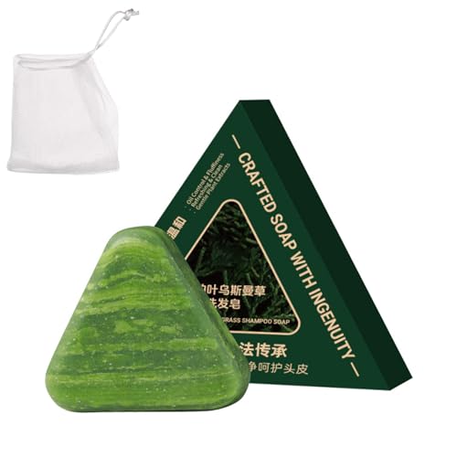 Nature Triangle Shampoo Bar, Cypress Leaf Usman Grass Shampoo Bar for Women and Men (1pcs)