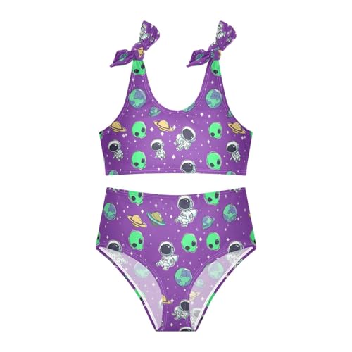 Image of Wusikd Pink Bows Girls Swimsuits Two Piece Hearts Ribbons Swimwear Bikini Set for for Girls Size 11-12T