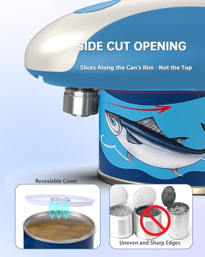 CIRCLE JOY Electric Can Opener, One-Touch Automatic Can Opening with Smooth Edges, Food Safety Handheld Battery-Operated Can Opener for Kitchen and Seniors, Battery Included/Blue - Image 3