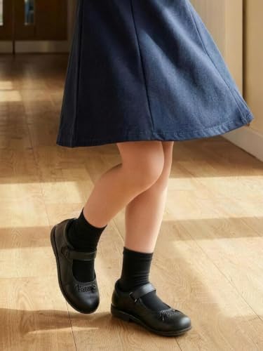 Image of COTTON DAY Unisex Kids Youth Boys Girls Soft Cotton School Crew Dress Socks Seamless Toe Black White Gray Navy 6 Pack