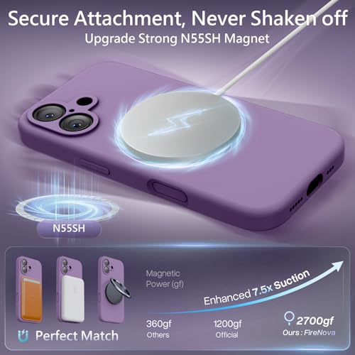 Image of FireNova Magnetic for iPhone 17 Case, Compatible with MagSafe, [Integrated Silicone Camera Control Button] [Camera Protection] Anti-Scratch Microfiber Lining Phone Case, 6.3 inch, Light Purple