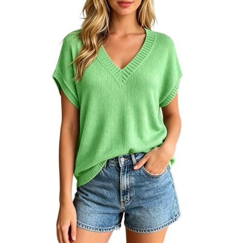 Tricot ample pour femme fluide col en V tunique d'été