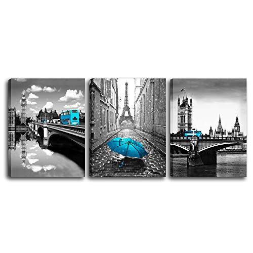 DeYiXuan-Eiffel Tower Canvas Wall Art-Black and White Wall Art-Paris Bedroom Decoration-Wall Art Living Room-Bedroom Office Home Decoration