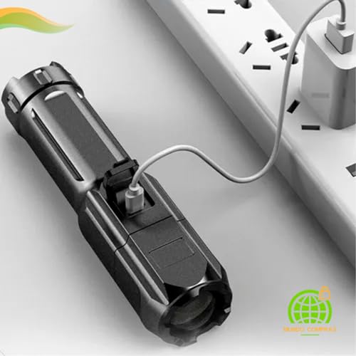 Lanterna Tática Shark Militar Led Resistente A Água Recarregável Usb Super Forte Pescaria Caça Mundo