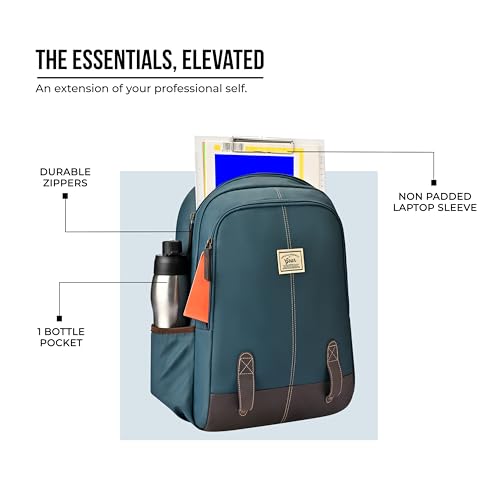 Image of Gear Eco Classic 16 inch /20L Medium Water Resistant Faux Leather Daypack | Casual Backpack | Travel Bag for Men /Women (Teal - Brown)