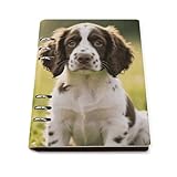 Premium Material & Durable: The English Springer Spaniel lay flat notebook crafted with high-quality PU leather cover, offering a luxurious touch and excellent water resistance. Features durable stainless steel 6-ring binder clips that secure pages t...