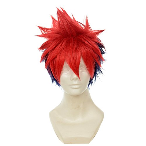 Cfalaicos 12" Red Blue Gradient Color Cosplay Wig with Free Wig Cap (Need Style by Yourself)