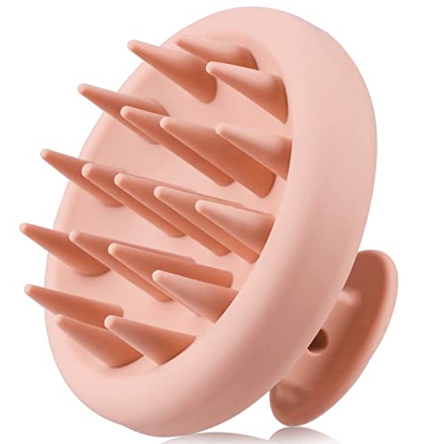 Image of BEAUTLOHAS. Silicone Scalp Massager Shampoo Brush for Shower, Scalp Scrubber with Soft Bristles for Hair Growth & Dandruff Treatment, Wet Dry Hair Massager for All Hair Types of Women (Pink)