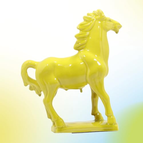 Wemings Ceramic Horse Sculpture -Golden Yellow- 9 inch Hand Made Tang Tri-Color China Cultural Art Piece,Museum Collection Inspired Home and Office Decor